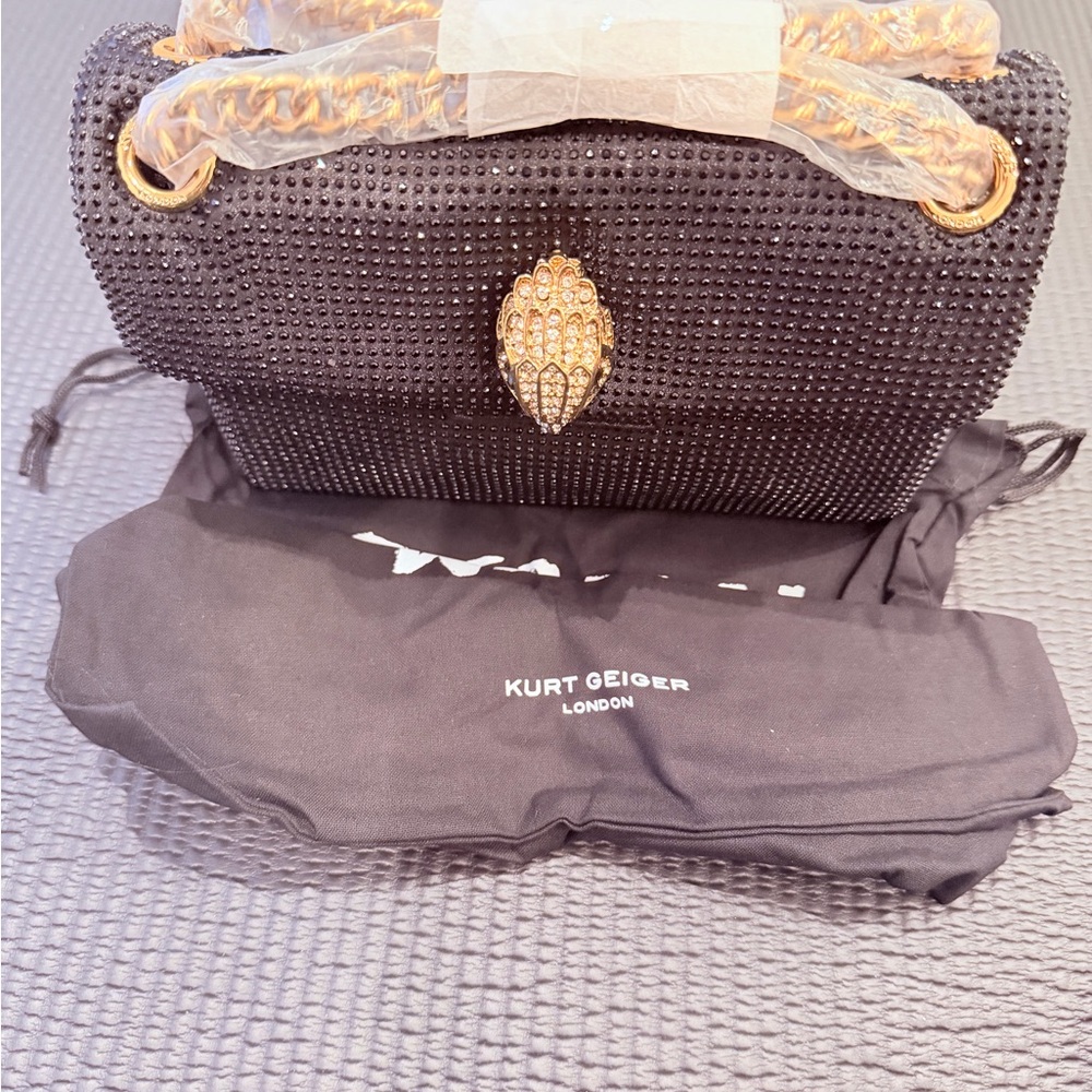 Kurt Geiger Black and Gold Beaded Clutch - Picture 10 of 11